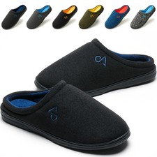 Men's Cozy House Slippers Indoor Shoes Memory Foam Insoles  Rubber Soles 11-12