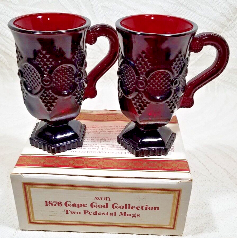 VTG AVON 1876 CAPE COD COLLECTION RUBY RED CUP GLASS 6oz. PEDESTAL