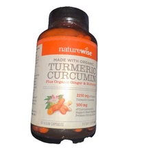 NatureWise Turmeric Curcumin Organic 90 Capsules EXP 09/2027 NEW SEALED