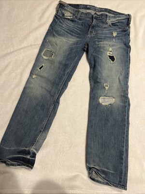 Mossimo Supply Co Mens-Women s Slim Straight Fit Patch & Tear Jeans 36x30 NOS
