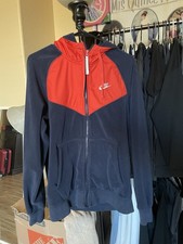 Nike Blue  Red Fleece Zip Up Jacket with Hood Big Kids Size Small