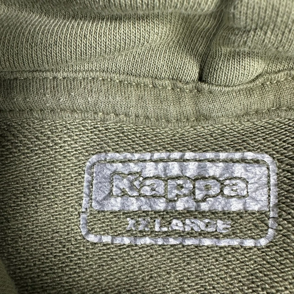 Sudadera con Capucha Kappa Vintage Para Hombre Caqui Verde Pullover Sudadera Logo XXL 2XL Foto 3 de 4