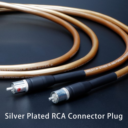 Coppia Cavo RCA Spina Placcata Argento OFC Puro Rame Hi-Fi Cavo Interconnessione - Foto 3 di 13