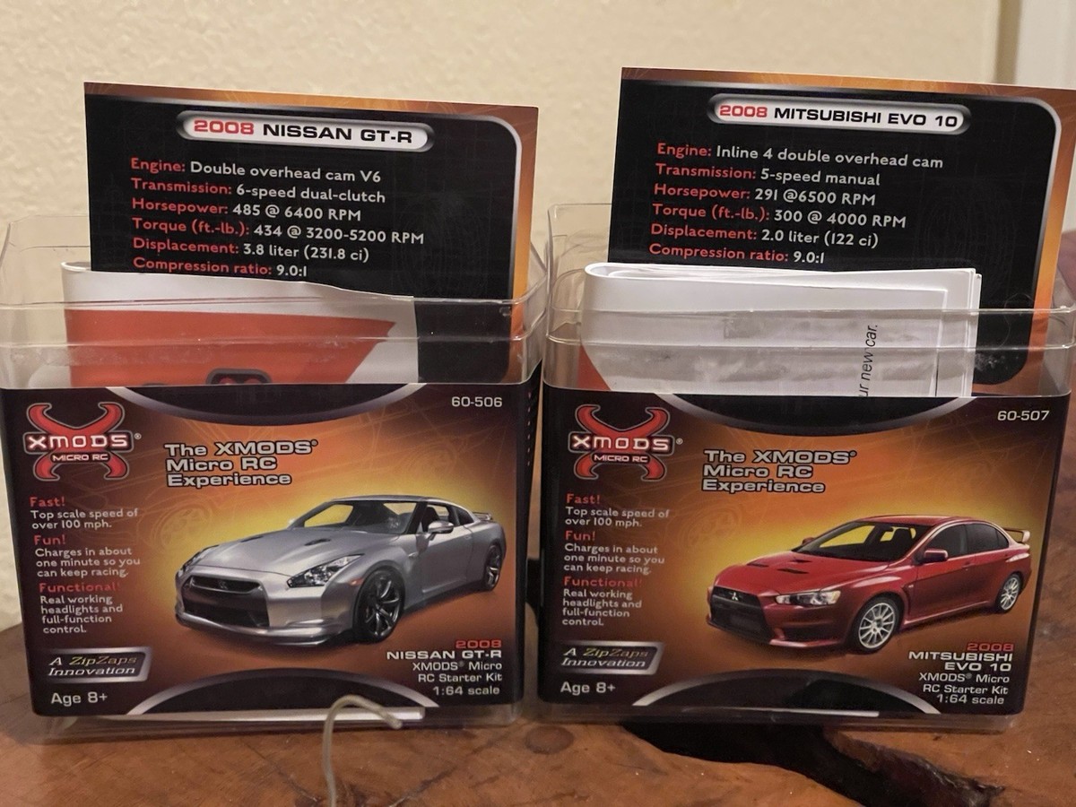 XMODS Micro RC cars NISSAN GT-R and MITSUBISHI EVO Zip zaps TESTED