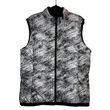 FootJoy Women Insulated Reversible Puffer Vest Golf Large Black White Sleeveless