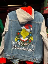 Universal Studios 2025 The Grinch Christmas Denim Jacket NWT