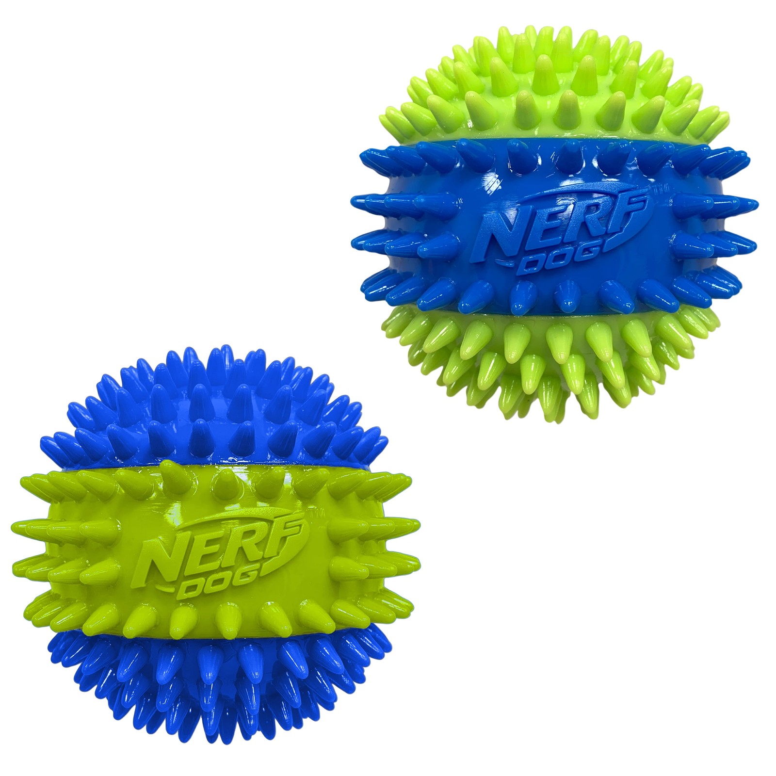 Nerf Dog Spiked Squeak Ball 2 Pack Large Dog 4&rdquo;