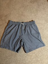 Fair Harbor Swim Trunks Mens XL Blue White Stripe Lined 5  Inseam