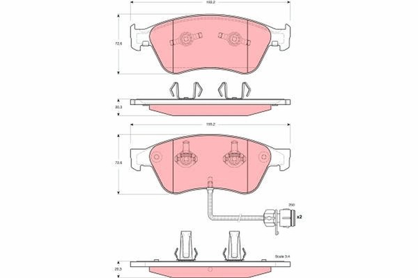 Bremsbelagsatz Scheibenbremse Trw GDB1598 FüR 4D2 Audi A8 4D8 D2 Tdi Quattro W12-image