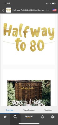 Halfway to 80 Gold Glitter Banner - Happy 40Th Birthday Party Banner - 40Th