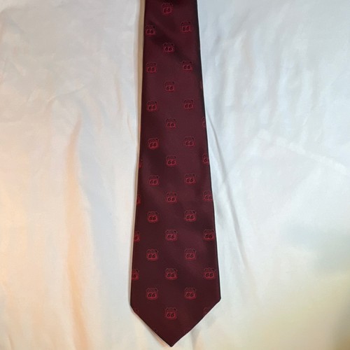 Alec Brook Burgundy Phillips 66 Shield Pattern Necktie 100% Polyester