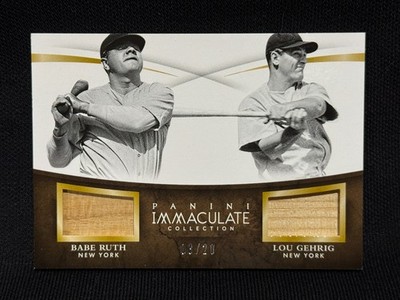 BABE RUTH LOU GEHRIG N.Y. YANKEES 2015 PANINI IMMACULATE GAME USED BAT # 8/20