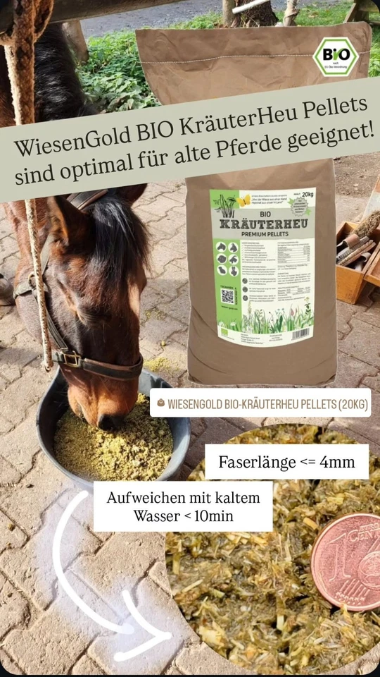 Heucobs Bio, Wiesencobs, WiesenGold® Bio KräuterHeu Pellets/Cobs (20kg) - Bild 4 von 4