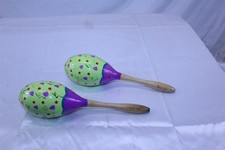 1 Pair Maracas Bright Colors 9 1/4" long Have Nice Sound Shakers