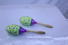 1 Pair Maracas Bright Colors 9 1/4" long Have Nice Sound Shakers