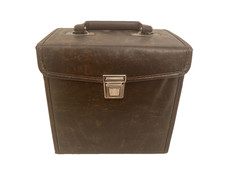 Vintage Brown Faux Leather 45 RPM 7" Carrying Case Storage For 45's Records