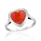 Heart of Compassion Red Coral Sterling Silver Ring-7