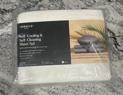 Miracle Made Luxe Self-Cooling & Self-Cleaning Bed Sheet Set King White 4 Pc