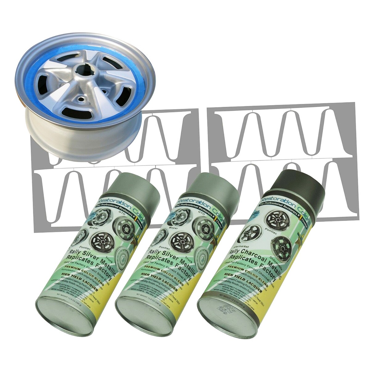 60-84 Pontiac GTO Trans Am 15" Rally Wheel Rim Spray Paint Stencil Mask Kit Set