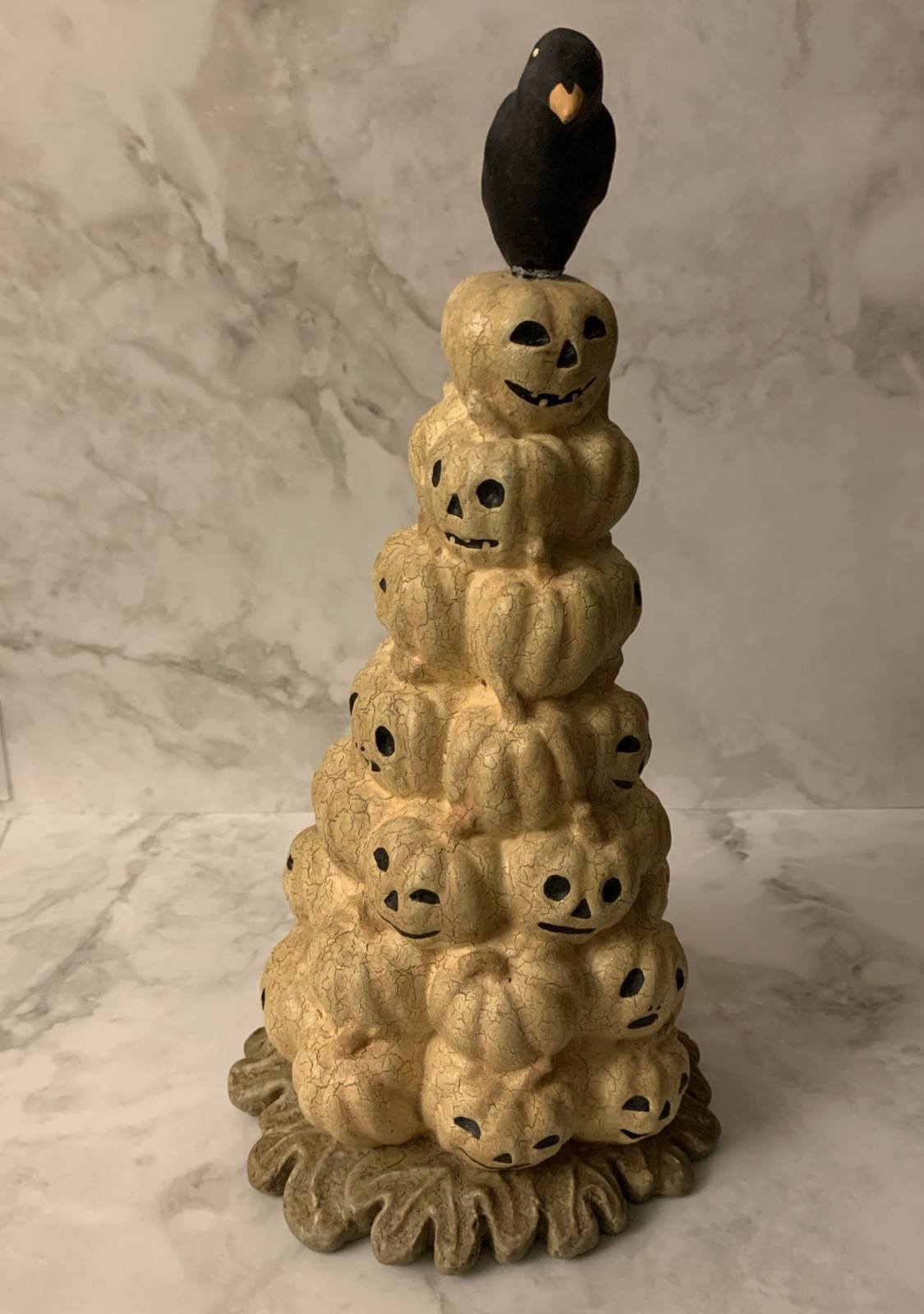 Bethany Lowe Halloween Pumpkin Tree w/ Crow Jack O Lantern