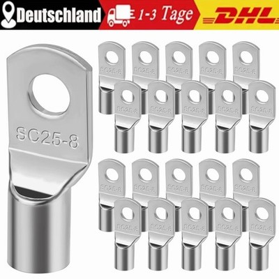 50/10tlg Unisoliert Ringkabelschuhe Blank Ringösen Kabelschuhe M6-M12 6-50mm²