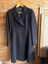 Zara Black Pea Coat With Button Detail Sleeves 60% Wool