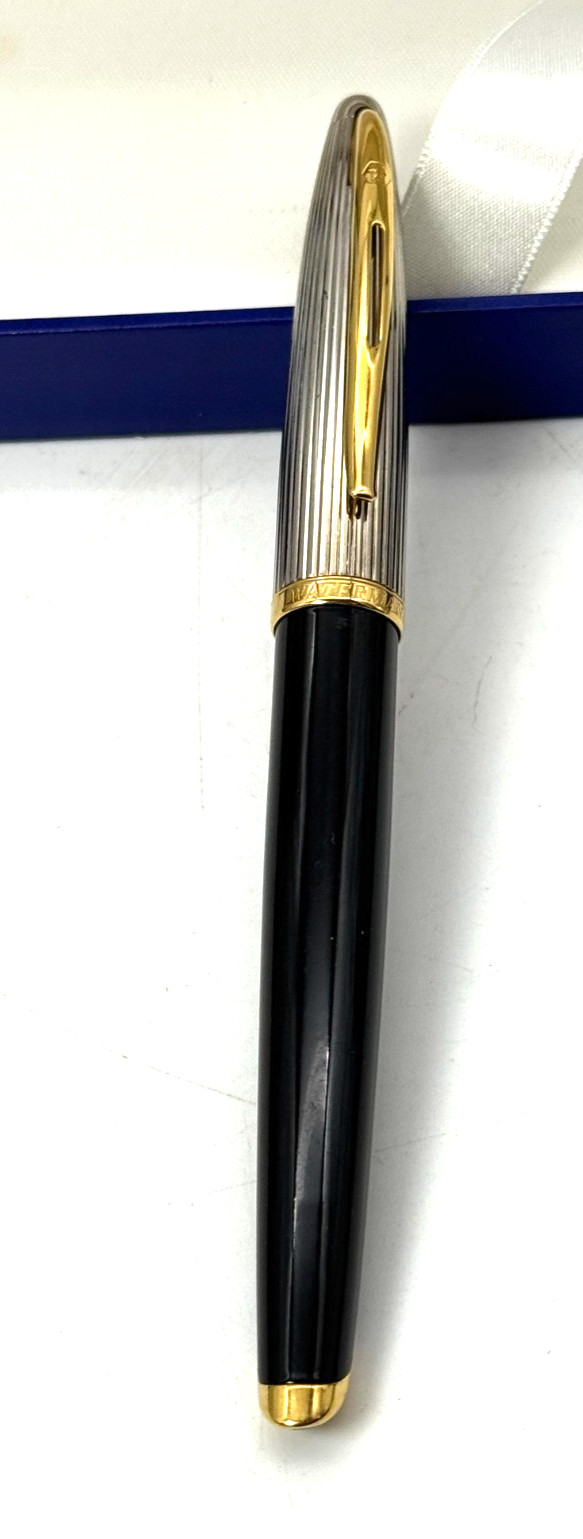 Waterman Carene Deluxe GT Silver 23K Gold & Black Lacquer M Medium 18K Nib Pen