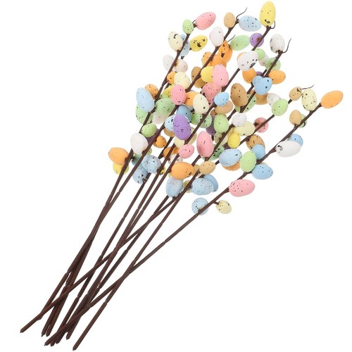 10pcs Easter Egg Flowers Picks Decor Artificial Easter Egg and Mixed Berry Tw...