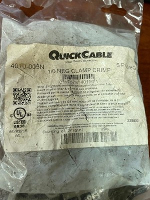 5 Pack QuickCable 1/0 Negative Clamp Crimp Ring Quick Cable 4010-005N