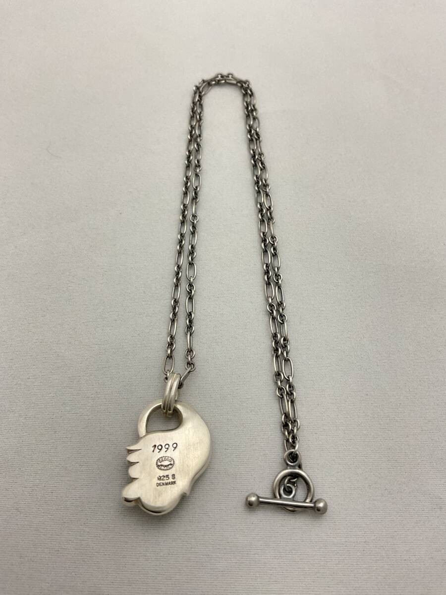 GEORG JENSEN 1996 Heritage Rose Quartz Pendant Necklace 925