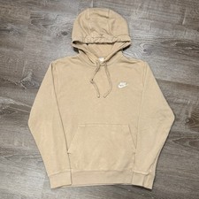 Nike Sportswear Beige Fleece Casual Pullover Hoodie Men Medium Sweatshirt Swoosh