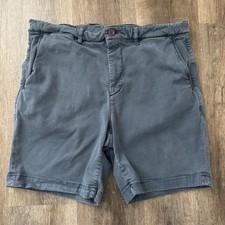 Faherty Coastline Men's Chino Shorts Size 34 Blue Gray Stretch Cotton 7" Inseam