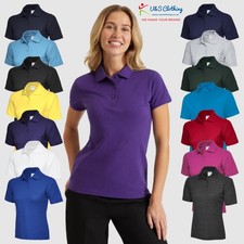 Uneek Ladies Ultra Cotton Poloshirt Short Sleeve Plain Casual Work Polo T Shirt
