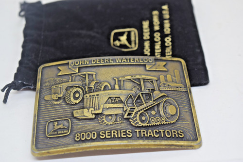 Vintage 1997 John Deere Crossing 8000 & 8000T Series Bronze Belt Buckle 3.5"