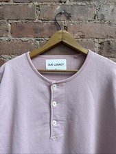Our Legacy Mens Henley Size 50, Pink Loop back 100 Cotton, Portugal