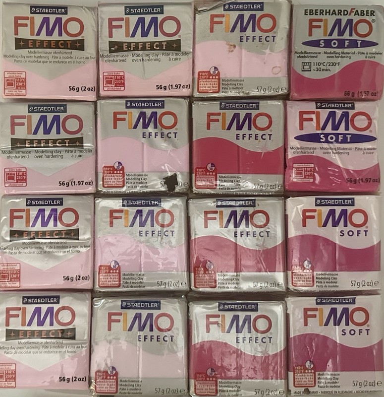 FIMO Polymer Clay - 16 2-ounce bars of RED / pink