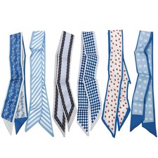 6 Pieces Fashion Scarves for Women Handbag Silk Scarves Hairband Headband Sat...