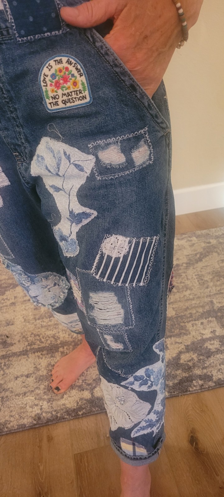 Custom Hand-Crafted Patchwork Overalls Gap-small … - image 15