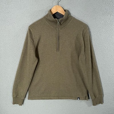 North Face Wool Blend 1/4 Zip Pullover Medium Slim Olive Green MT Tam Sweater