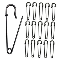 20 Pack Black Large Safety Pins, 4" Heavy Duty Blanket Pins for All 4 inch