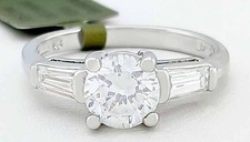 LAB CREATED 1.80 Cts WHITE SAPPHIRE ENGAGEMENT RING .925 SILVER - New With Tag