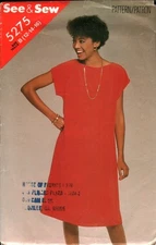 5275 Vintage Butterick Sewing Pattern Misses 1980s Very Loose Fitting Dress OOP