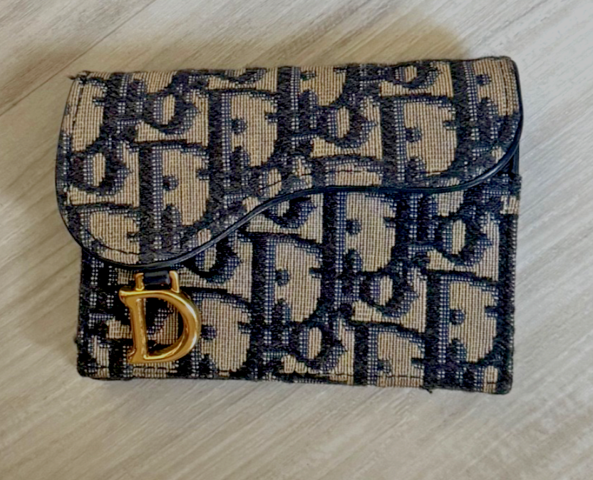 Christian Dior Saddle 5-Gusset Card Holder/Wallet Blue Dior