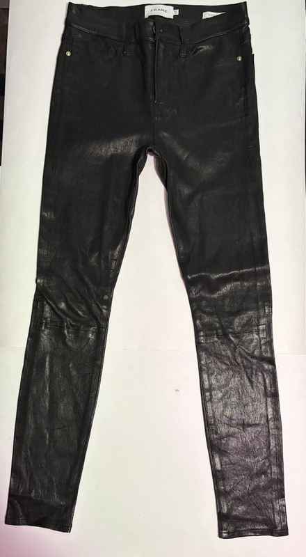 Frame Genuine Lamb Leather Le High Skinny Pants in Washed Black size 26