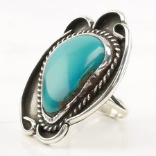 Native American Turquoise Sterling Silver Ring Size 5 1/4