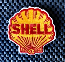 SHELL GAS OIL BIG CLAM SHELL VINTAGE EMBROIDERED SEW ON ONLY PATCH 3" x 3" NOS