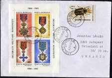 Romania 1994 Military Order Medals cover@ with minisheet