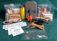 Pocket Carry Fire Starter Altoids Like Tin Kit  Fatwood Ferro Rod Fresnel Lens