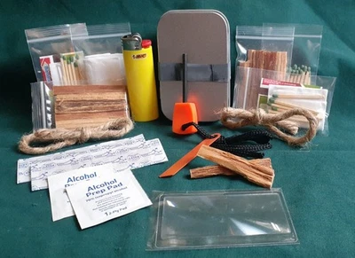 Pocket Carry Fire Starter Altoids Like Tin Kit Fatwood Ferro Rod Fresnel Lens