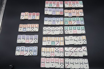 Vtg Pressman Double Twelve Color Dot Dominoes 90 Tiles & Vinyl Case